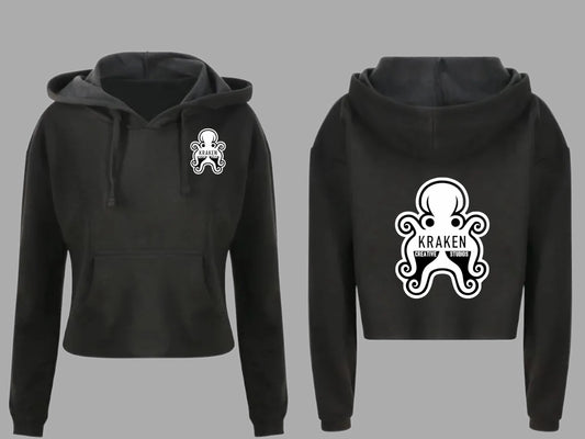 Cropped Hoodie with front logo and upper mid back logo